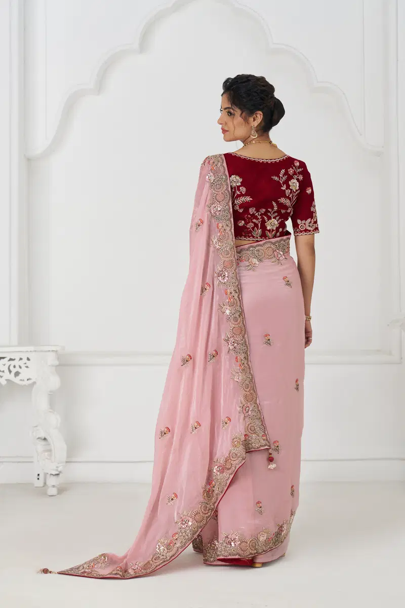 Kf 113 Pink Pure Fendi Silk Saree Wholesale Market In Surat With Price